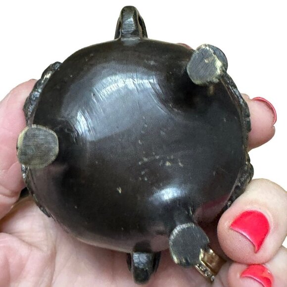 Chinese Triple Footed Brass Incense Burner Guardian Foo‎ Dog Lion Head 3.5” - Picture 8 of 8